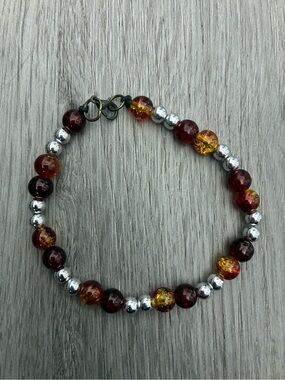 Women's Amber and Silver Beaded Bracelet